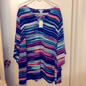 Catherine’s 2x striped top NWT and with bell sleeves.